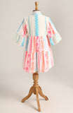Cotton Dress with Bell Sleeves. Detailed with Dori and Tassels