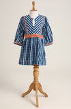 3/4th Sleeves Cotton dress detailed with an orange lace