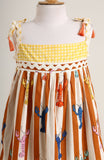Lobster colourful print sleeveless dress. Detailed with lace trims on shoulder straps