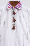 Cotton silver lurex collar neck kurta with printed cotton salwar