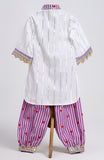 Cotton silver lurex collar neck kurta with printed cotton salwar