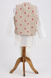 White silver lurex kurta and glazed cotton pyjama with cotton heart printed jacket