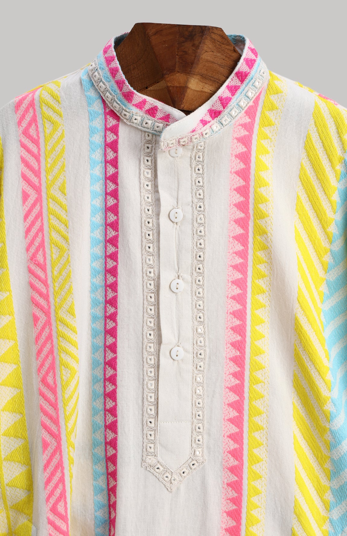 Neon cotton kurta with glazed cotton pyjama