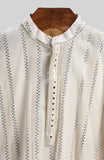 Off white silver lurex kurta with glazed cotton pyjama