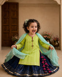 Lime Green Navy Lehenga Set