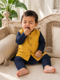 Navy Moon-Star Motif Waistcoat Kurta Set
