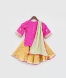 Pink Kurti With Yellow Brocade Sharara