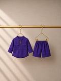 Purple Parrot-Motif Oversized Kurta Set
