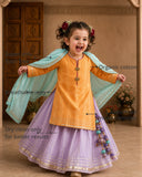 Orange Palm Lehenga Set