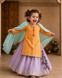 Orange Palm Lehenga Set