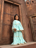 Blue Embroidery Kurti Sharara