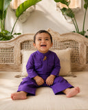 Purple Parrot-Motif Oversized Kurta Set