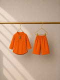 Orange Rabbit-Motif Oversized Kurta Set