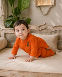 Orange Rabbit-Motif Oversized Kurta Set