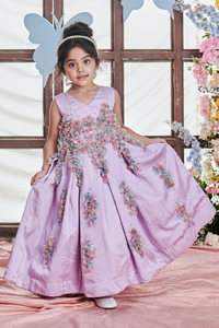 Amaranta - Box Pleat Gown With Embellished Flower