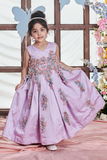 Amaranta - Box Pleat Gown With Embellished Flower