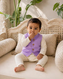 Cream Palm-Motif Waistcoat Kurta Set