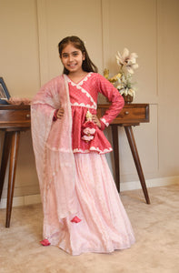 Pink Peplum Top With Lehenga