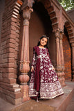 Burgandy Parsi Work Anarkali