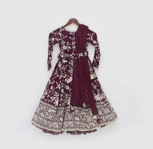 Burgandy Parsi Work Anarkali