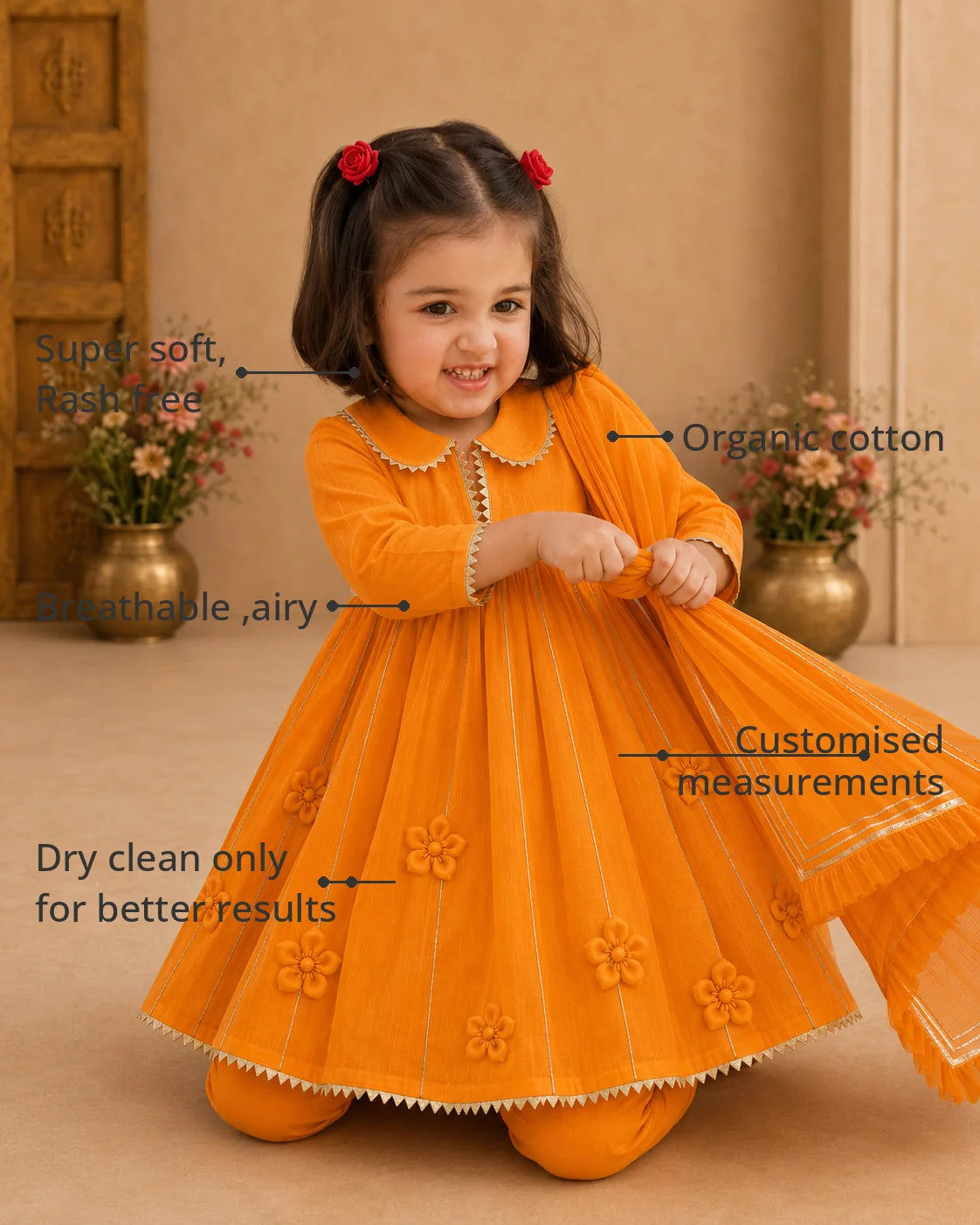 Orange Anarkali Set