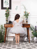 Phillipa White Organza Dress With Hand Embroidery of Flower and Butterflies Datailing