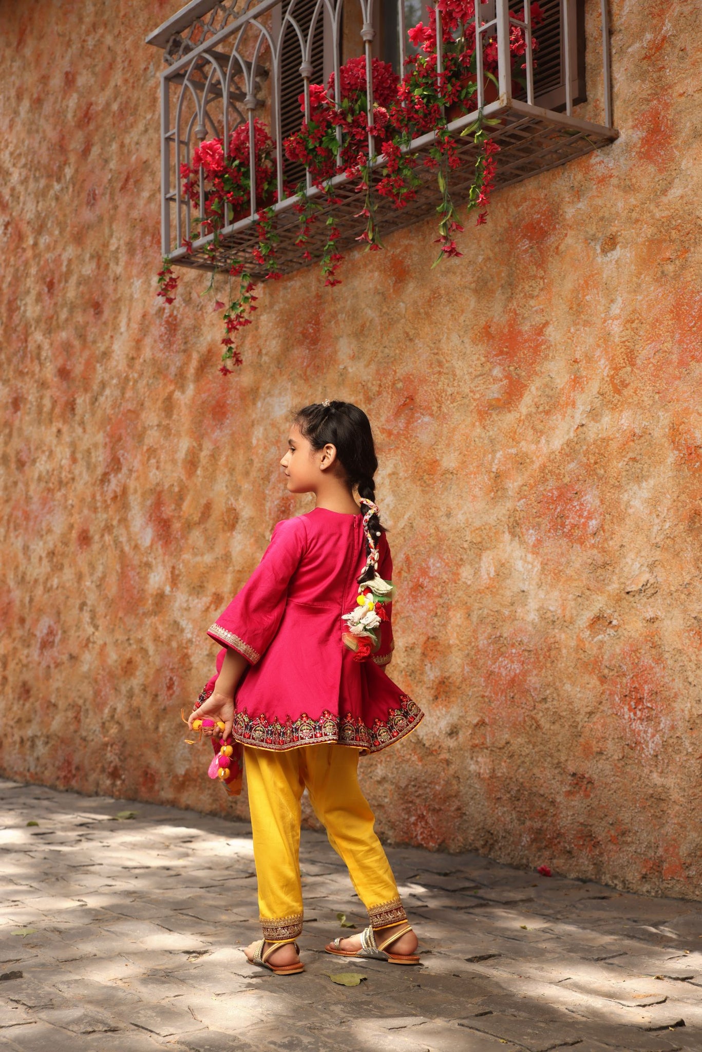 Pink Kurti With Yellow Salwar