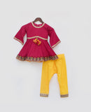 Pink Kurti With Yellow Salwar