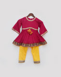 Pink Kurti With Yellow Salwar