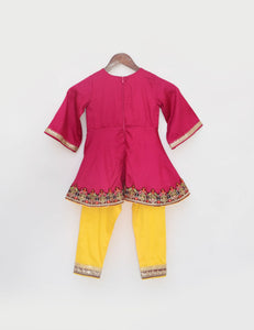 Pink Kurti With Yellow Salwar