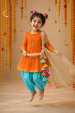 Orange Bunny Patiala Salwar Set