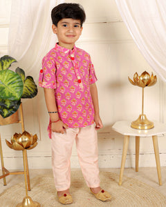 Cotton Print Jacket Style Kurta With Pyjama