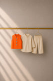 Cream Bird Motif Waistcoat Kurta Set
