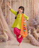 Lime Green Dragonfly Patiala Salwar Set