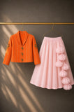 Orange Flamingo Jacket Lehenga Set