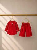 Red Flamingo - Motif Oversized Kurta Set