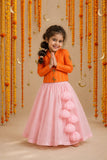 Orange Flamingo Jacket Lehenga Set