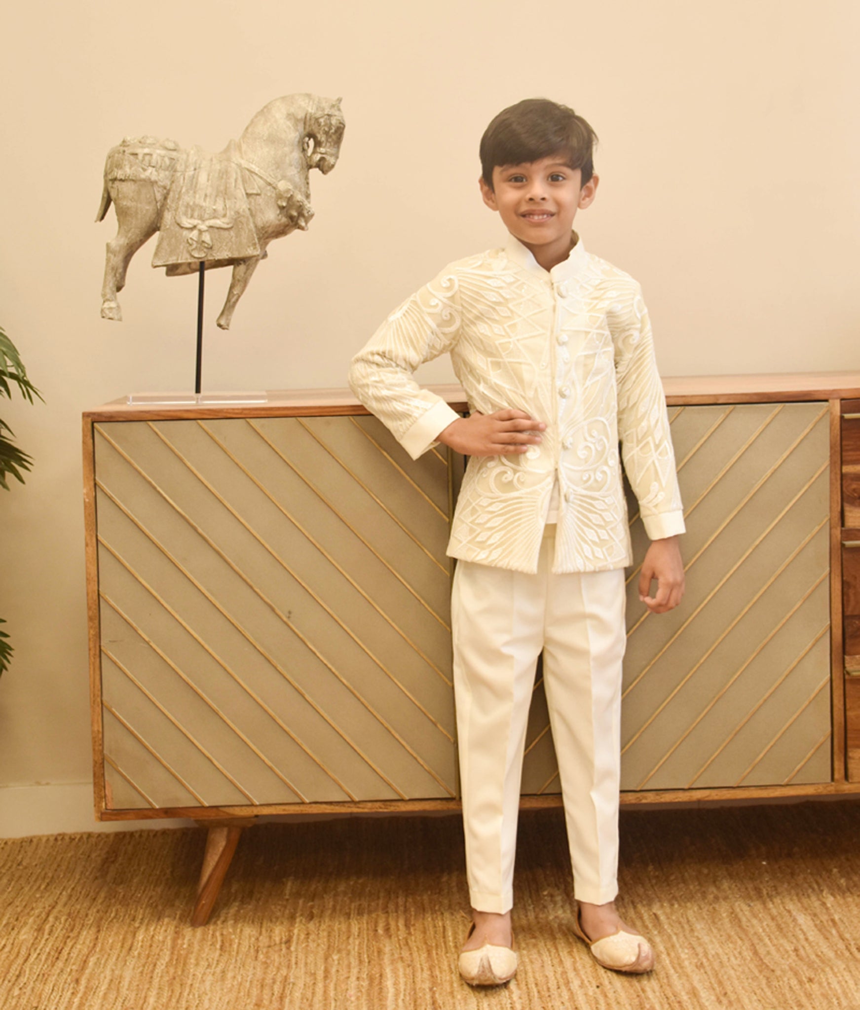 Ivory Embroidered Bandgala With Pant