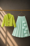Lime Green Dragonfly Jacket Lehenga Set