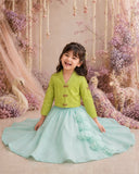 Lime Green Dragonfly Jacket Lehenga Set