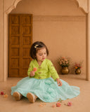 Lime Green Dragonfly Jacket Lehenga Set