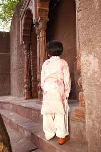 Peach Printed Kurta With Salwar