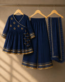 Navy Blue Moon-Star Angrakha Set