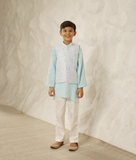 Blue Embroidered Jacket with Kurta and Pant