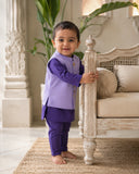 Purple Palm-Motif Waistcoat Kurta Set