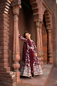 Burgandy Parsi Work Anarkali