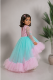 PINK BLUE HIGH LOW DRESS