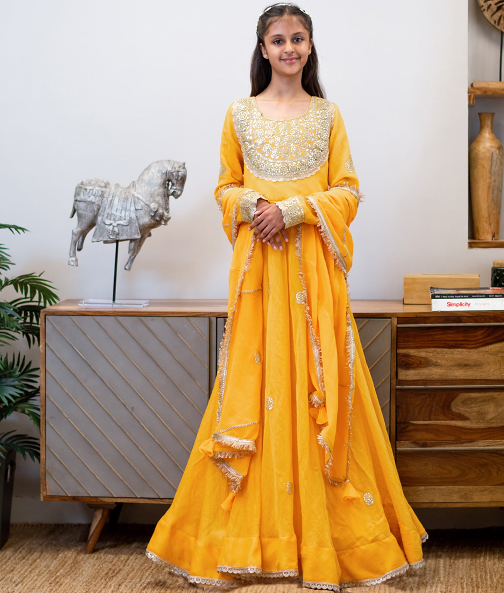 Yellow Embroidered Anarkali