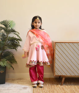 Baby Pink Kurti With Pink Salwar