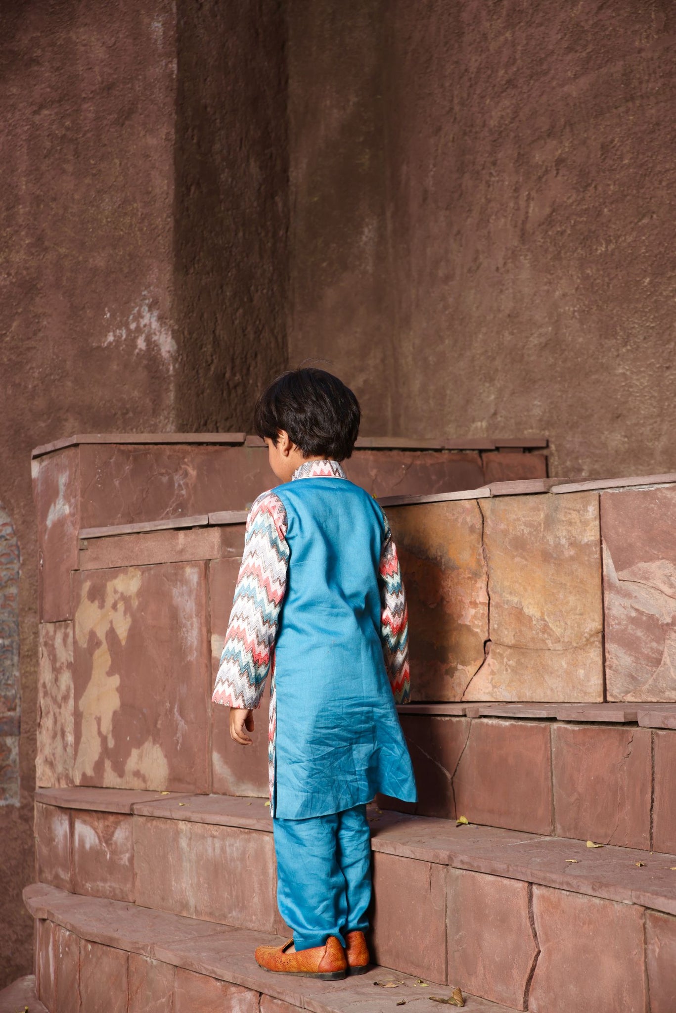 Blue Zik Zak Kurta With Pant